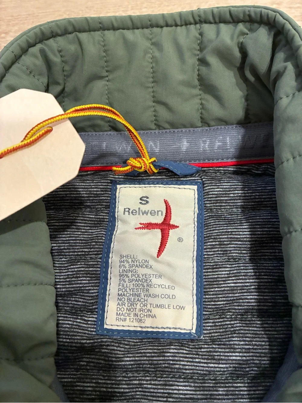 NWT Relwen Men’s Windzip Popover Bright Olive Size S
